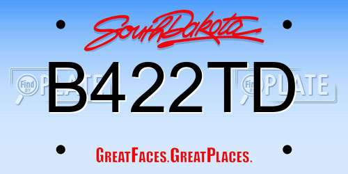 B422TD South Dakota License Plate