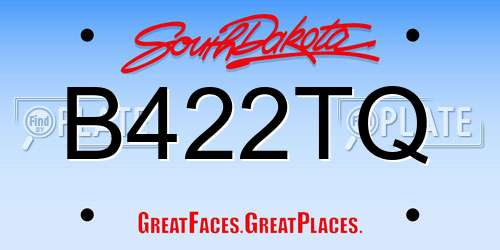 B422TQ South Dakota License Plate