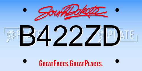 B422ZD South Dakota License Plate