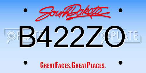 B422ZO South Dakota License Plate