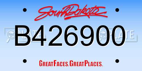 B426900 South Dakota License Plate