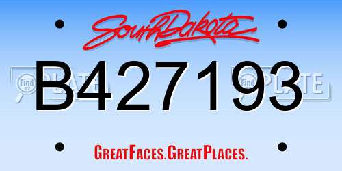 B427193 South Dakota License Plate