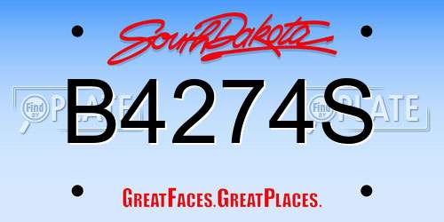 B4274S South Dakota License Plate