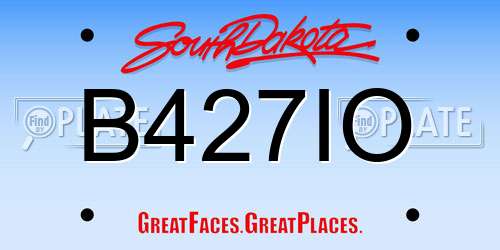 B427IO South Dakota License Plate