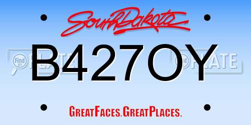 B427OY South Dakota License Plate
