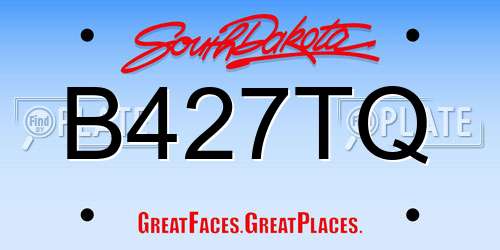 B427TQ South Dakota License Plate