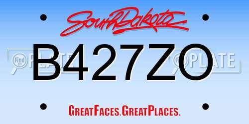 B427ZO South Dakota License Plate