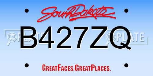 B427ZQ South Dakota License Plate