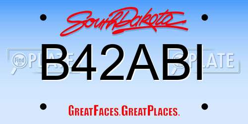 B42ABI South Dakota License Plate