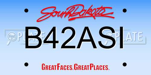 B42ASI South Dakota License Plate