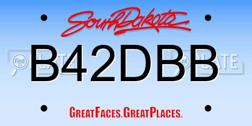 B42DBB South Dakota License Plate