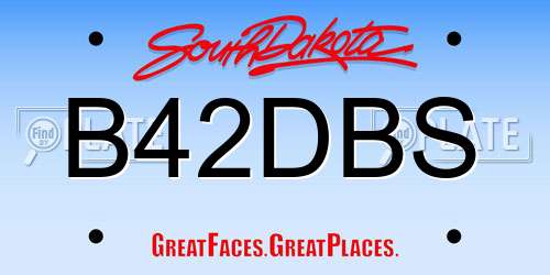 B42DBS South Dakota License Plate