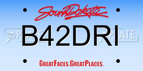 B42DRI South Dakota License Plate