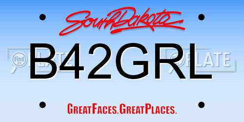 B42GRL South Dakota License Plate