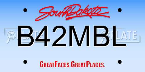 B42MBL South Dakota License Plate