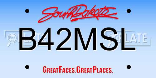 B42MSL South Dakota License Plate