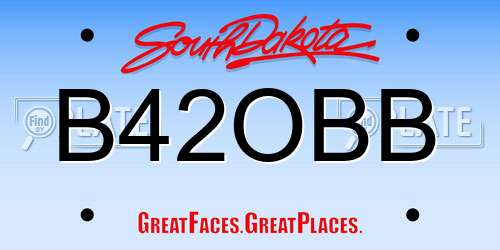 B42OBB South Dakota License Plate