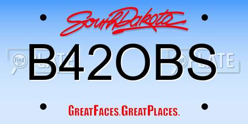 B42OBS South Dakota License Plate