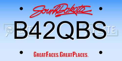 B42QBS South Dakota License Plate