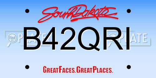 B42QRI South Dakota License Plate