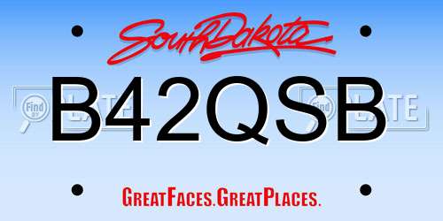 B42QSB South Dakota License Plate