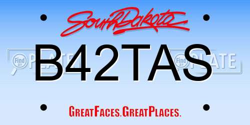B42TAS South Dakota License Plate