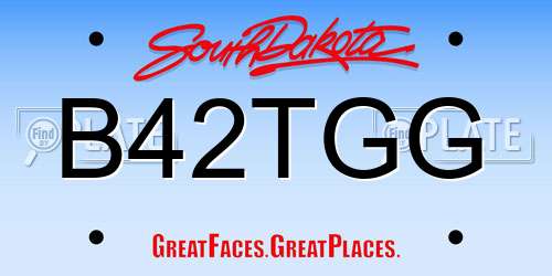 B42TGG South Dakota License Plate