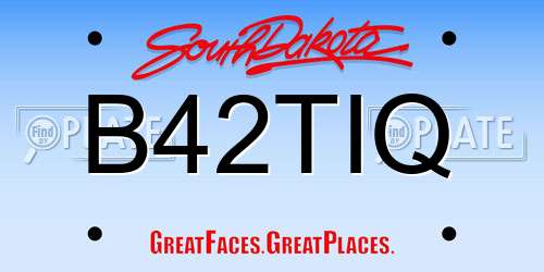 B42TIQ South Dakota License Plate