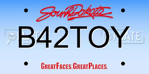 B42TOY South Dakota License Plate