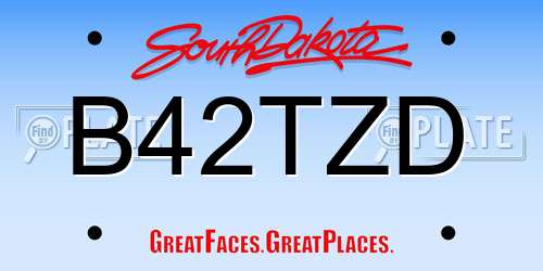 B42TZD South Dakota License Plate