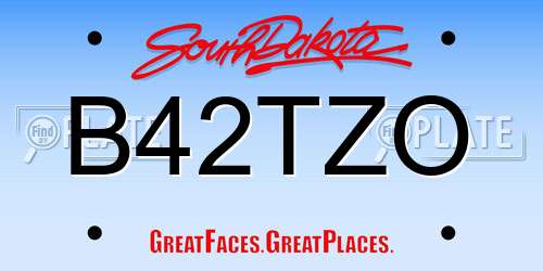 B42TZO South Dakota License Plate