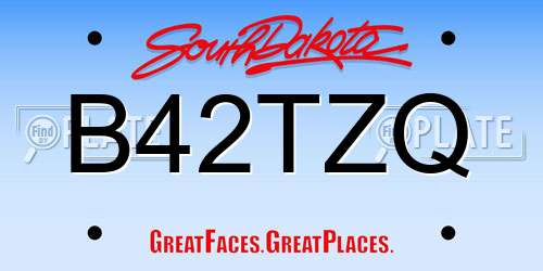 B42TZQ South Dakota License Plate