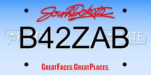 B42ZAB South Dakota License Plate