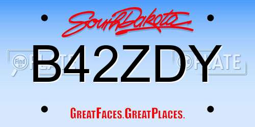 B42ZDY South Dakota License Plate