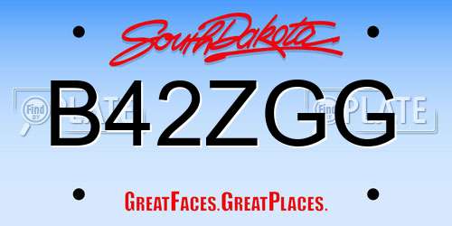 B42ZGG South Dakota License Plate