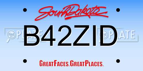 B42ZID South Dakota License Plate