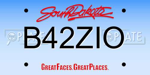 B42ZIO South Dakota License Plate