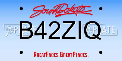B42ZIQ South Dakota License Plate