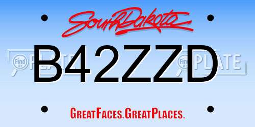 B42ZZD South Dakota License Plate