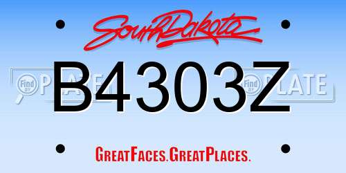 B4303Z South Dakota License Plate
