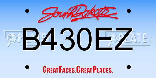 B430EZ South Dakota License Plate