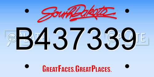 B437339 South Dakota License Plate