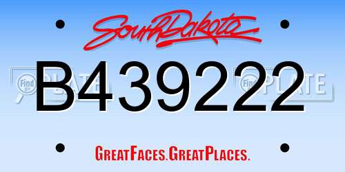 B439222 South Dakota License Plate