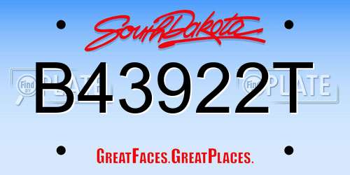 B43922T South Dakota License Plate