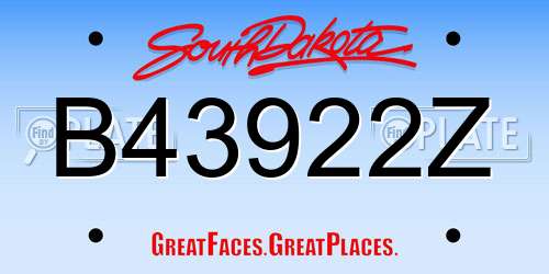 B43922Z South Dakota License Plate