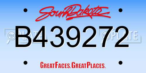 B439272 South Dakota License Plate
