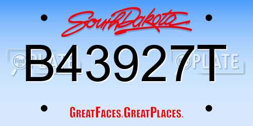 B43927T South Dakota License Plate