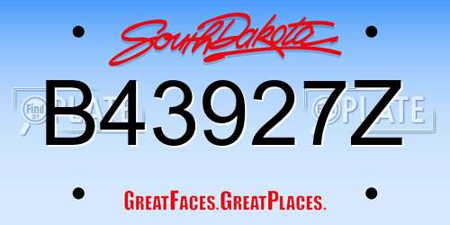 B43927Z South Dakota License Plate