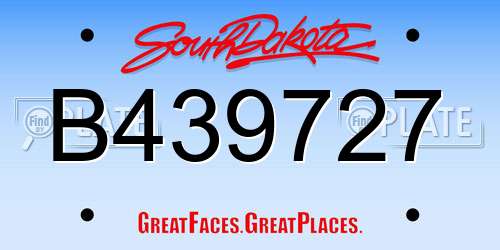 B439727 South Dakota License Plate