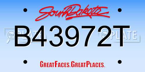 B43972T South Dakota License Plate